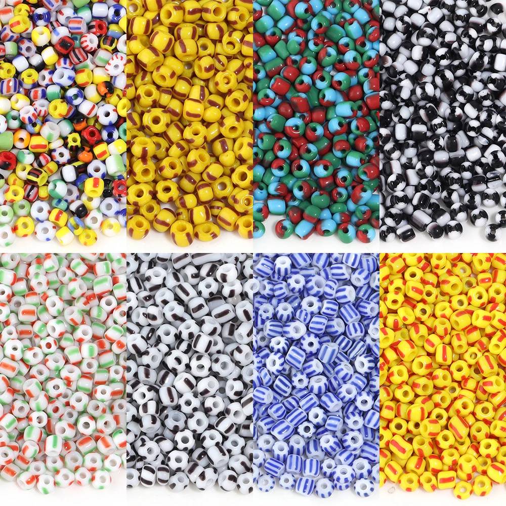 

130pcs/lot 4mm Watermelon Glass Beads Seed Beads Loose Spacer Stripe Beads for Jewelry Making DIY Bracelet Necklace Accessories