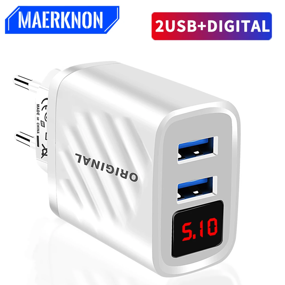 

Maerknon Original USB Charger Quick Charge 3.0 For iphone Oneplus Xiaomi with LED Digital Display Fast Charge Wall Phone Charger