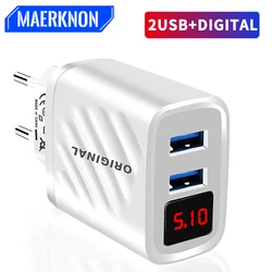 Maerknon Original USB Charger Quick Charge 3.0 For iphone Oneplus Xiaomi with LED Digital Display Fast Charge Wall Phone Charger