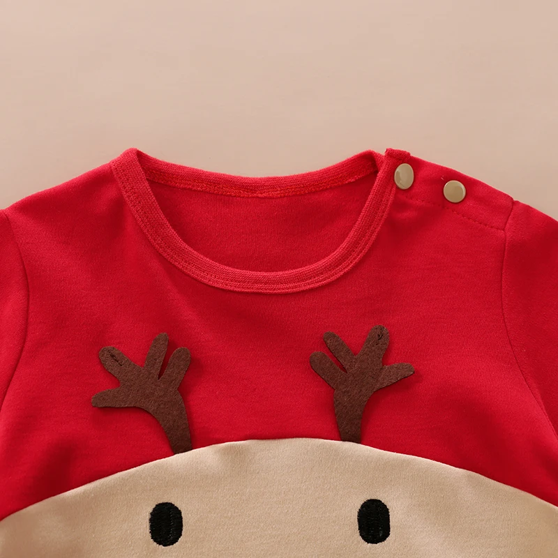 Autumn and winter newborn Christmas long sleeve cute moose onesie pure cotton for comfort and breathability