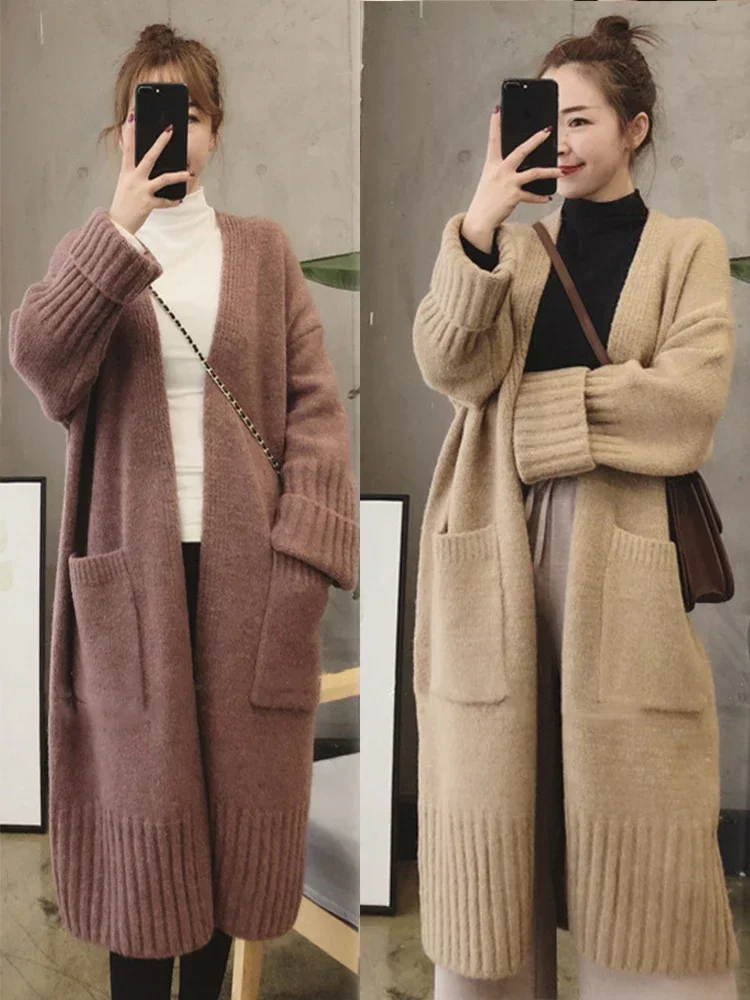 Autumn Winter Knitted Muslim Abaya Cardigan Women Sweater Jacket Vintage Loose Long Outerwear Maxi Y2k Sweater Coat Soft Jacket