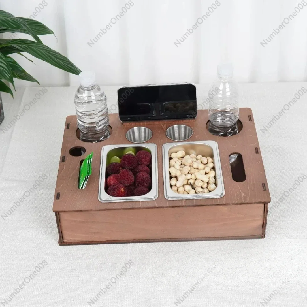 Beer Sofa Snack Box Remote Control Mobile Phone Storage Heaven and Earth Cover Magnetic Suction Wooden Snack Tray Storage Box