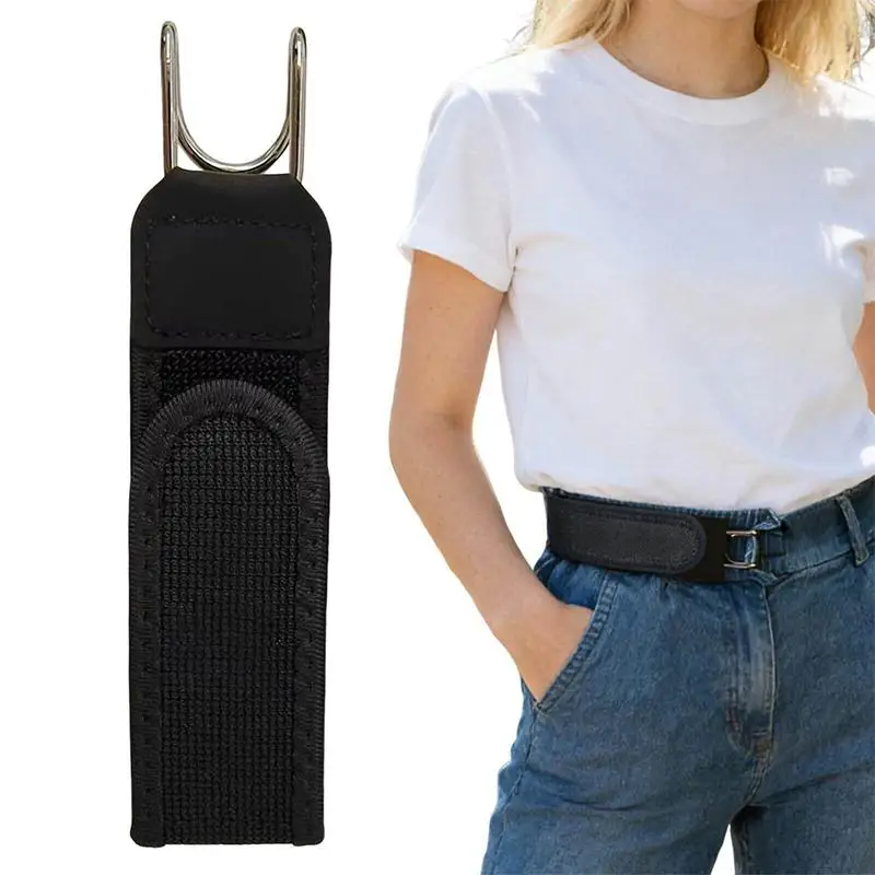 Unisex Buckle-Free Invisible Waist Belt Closure For Outdoor Work Buckleless Belt Hook Adjustable Metal Hook Elastic Belt