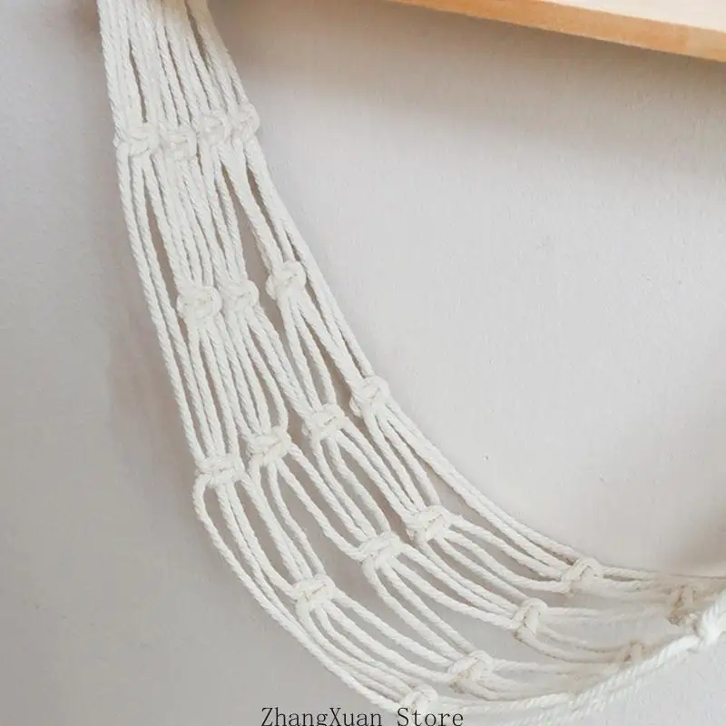 Wandregal aus gewebtem Seil mit Stofftier-Makramee-Netz-Hängematte, 3 x – Detail 9