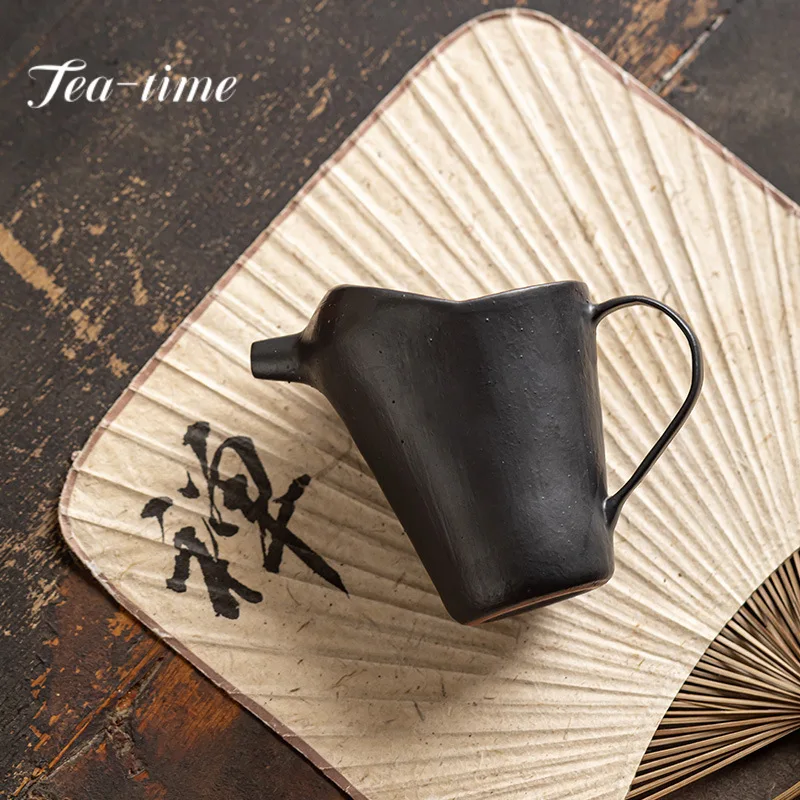 190ml Handmade Powder Yin Balck Tea Pitcher Vintage Tea-separating Fair Cup Cha Hai Coarse Pottery Justice Cup Teaware Supplies