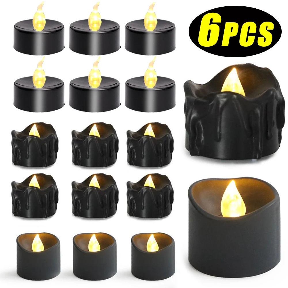 6/1PCS LED Electronic Candles Lights Battery Operated Flameless Tealights For Halloween Xmas Wedding Party Decoration Lighting