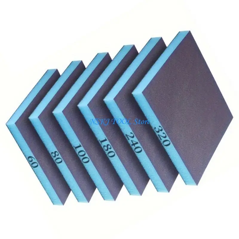 L8RC 6Pcs anding Sponge 60 80 100 180 240 320 Grit Fine Sanding Blocks for Drywall Metal Washable and Reusable