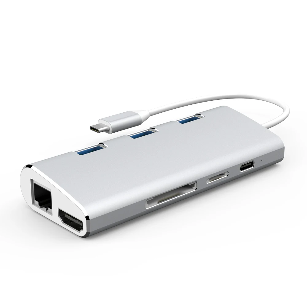 USB C Hub Adapter  8 in 1  Multi Port Docking Station for iPad Apple Phone Win