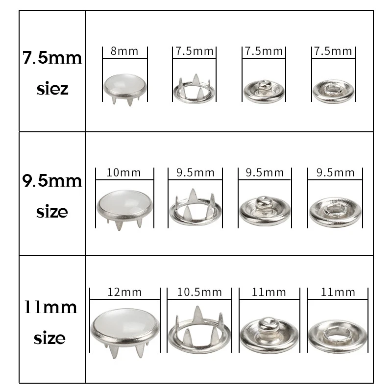 20sets of 9.5/11mm pure copper pearl clasp children\'s clothing buttons with five claws installation tool accessories suit buckle