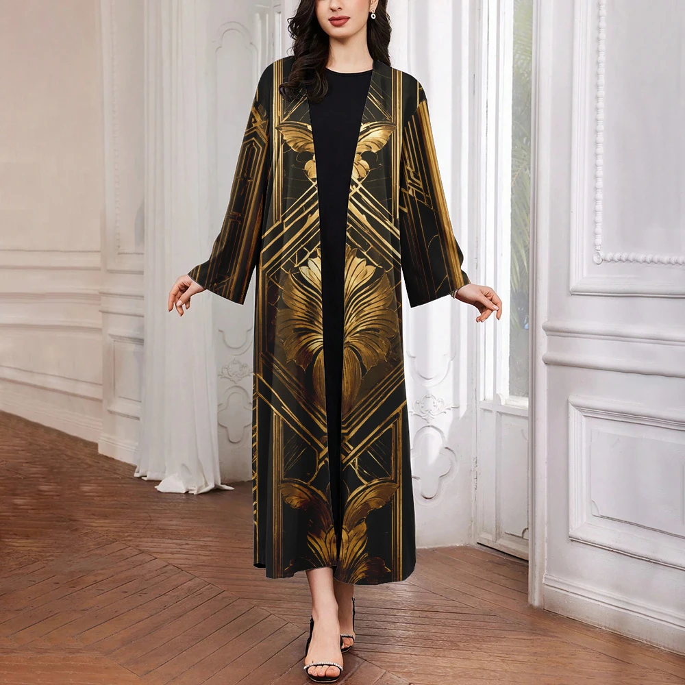 2024 Muslim Floor-Length Ankle-Length Robe Vintage Striped Women's Robe Dubai High Profile Ladies Exquisite Robe Arabic Clothing