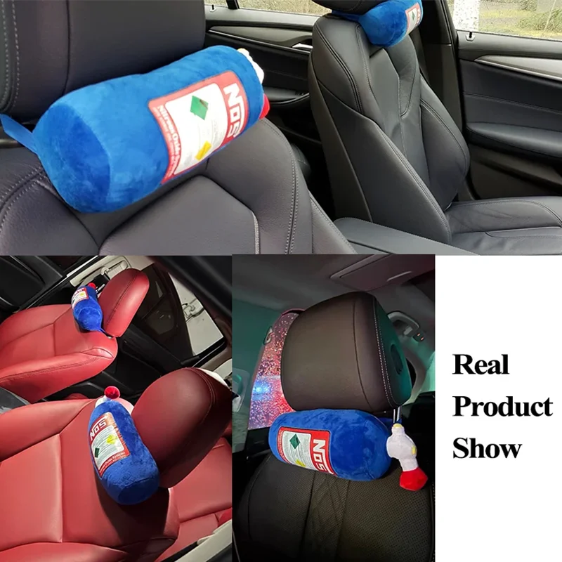 For All Brand Cars NOS Bottle Style Car Seat Headrest Neck Pillow Cushion Plush Pillow Gift Car Decoration Styling Accessories