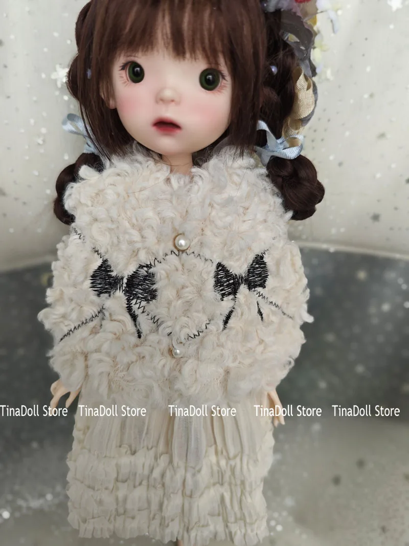 （TinaDoll Store) elegant lady French lace Landoudou/blythe 2pcs Clothes set(suspender-dress/plush cloak )for Landazz Landoudou
