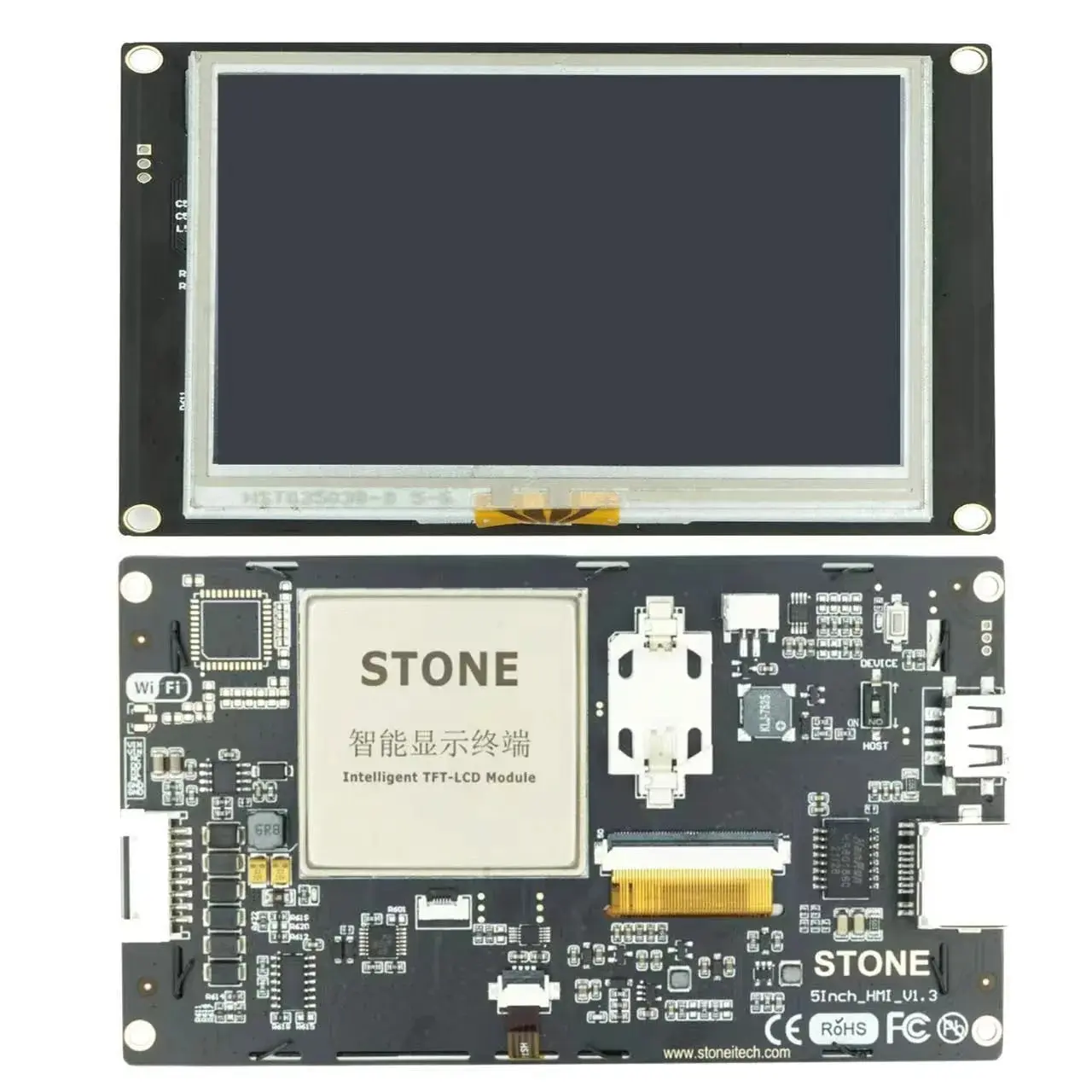 SCBRHMI C Series - 5'' HMI Intelligent Resistive Touch Display TFT LCD Full-color Module Support STONE Editor