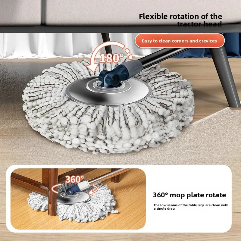 Thickened Rotating Mop Bucket Set Wet And Dry Household Cleaning Tool Handless Washing Dehydrating Mop for Floor Cleaning view 3