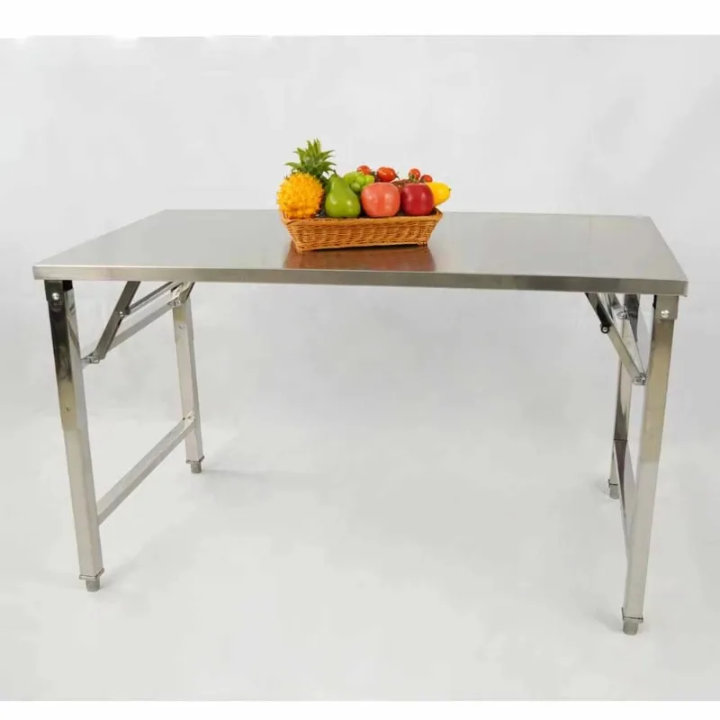 Stainless Steel Folding Dining Table Portable Picnic Kitchen Prep Workbench Outdoor Restaurant Camping Furniture Easy Cleaning