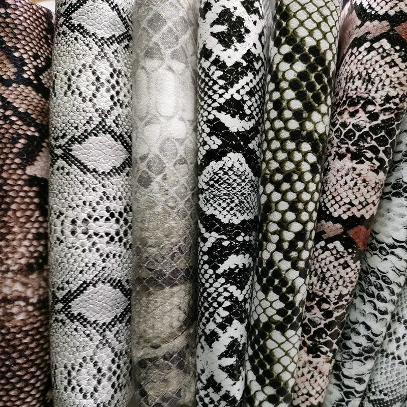 Printed Snake Skin Pattern Leather Fabric Python Pattern Soft for Bag Backrest Seat Handmade DIY Decorative Sewing Fabric