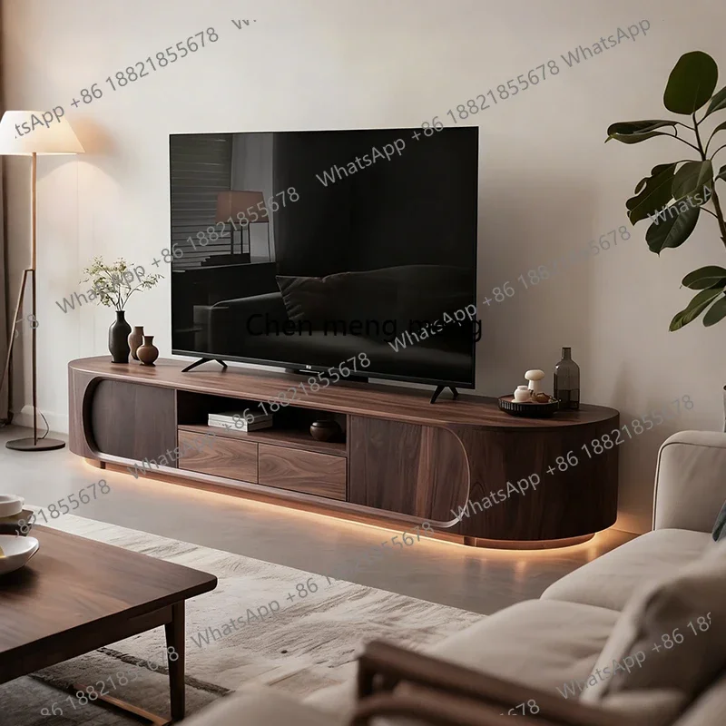 

New Chinese Style TV Cabinet Living Room Household Black Walnut Floor Storage TV Cabinet