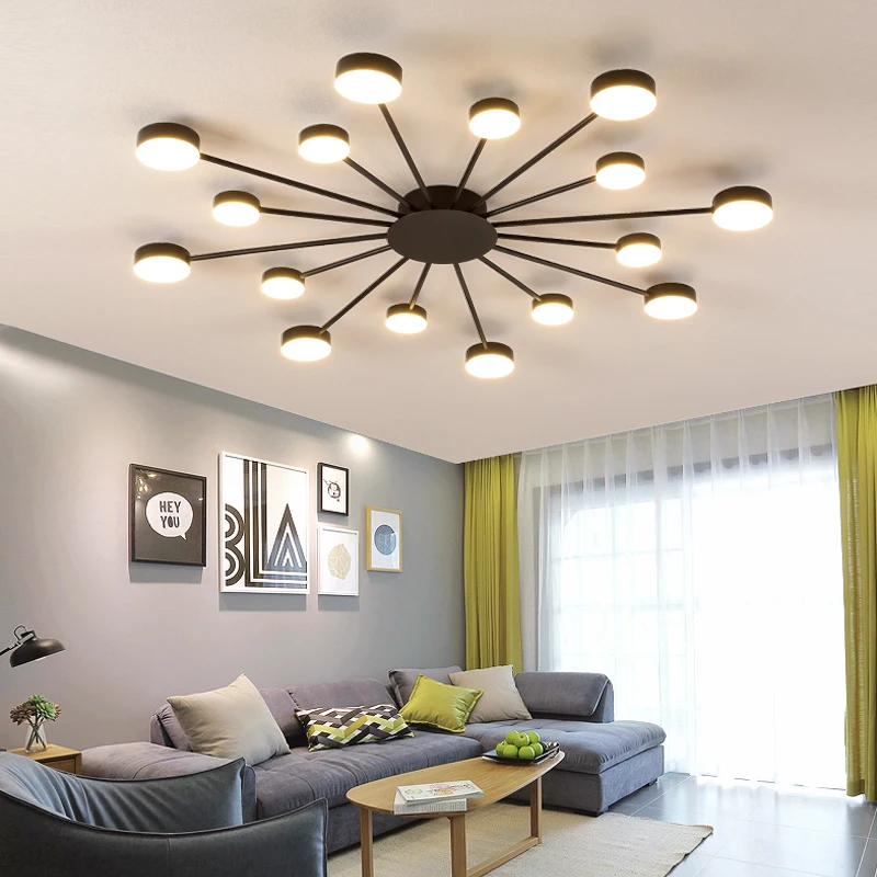 

New Led Chandelier For Living Room Bedroom Lamp Black/Gold Flush Panel Light Modern Home Indoor Lighting Ceiling Chandelier Lamp