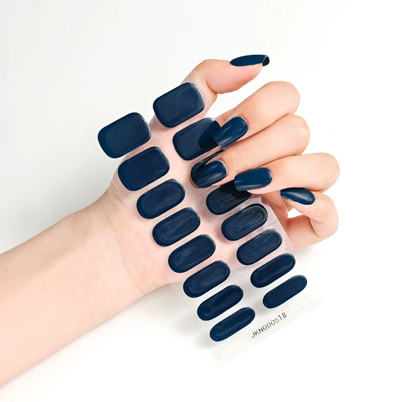 ملصقات شبه معالجة بلون سادة وغطاء كامل للأشعة فوق البنفسجية وشرائط أظافر جل لتزيين الأظافر بلون نقي يدوم طويلاً #6