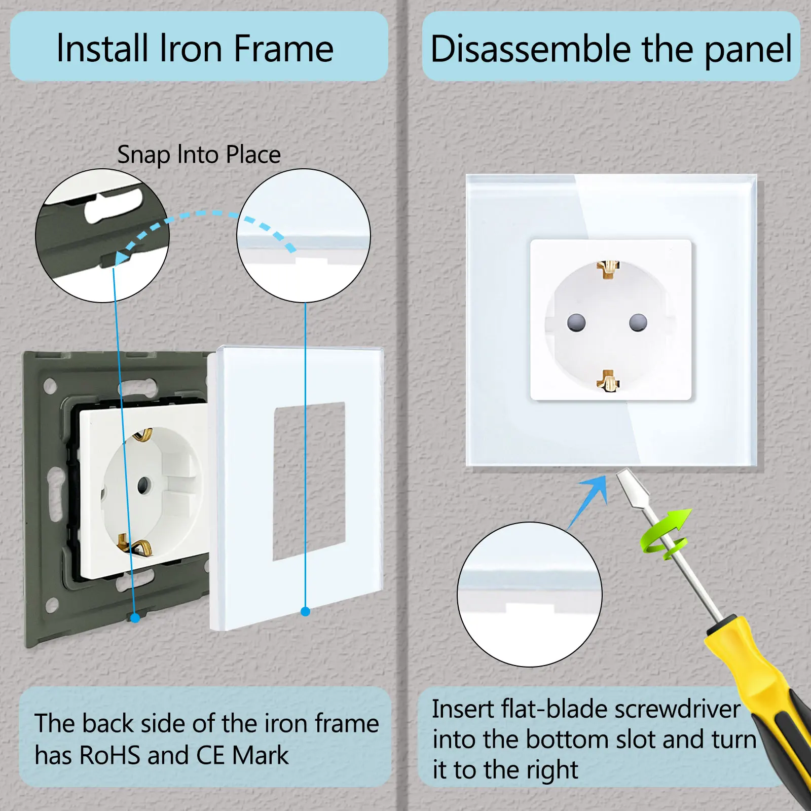 TAWOIA Wall Power Socket EU Standard 16A 1/2/3/4/5 Outputs Power Socket Glass Panel Plug Electrical Outlet Home Improvement