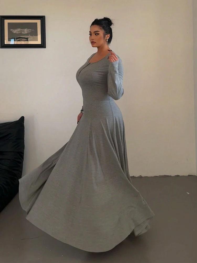 Grande taille automne nouveauté femmes Chic couleur unie tricoté élégant taille défini minceur a-ligne jupe avec drapé