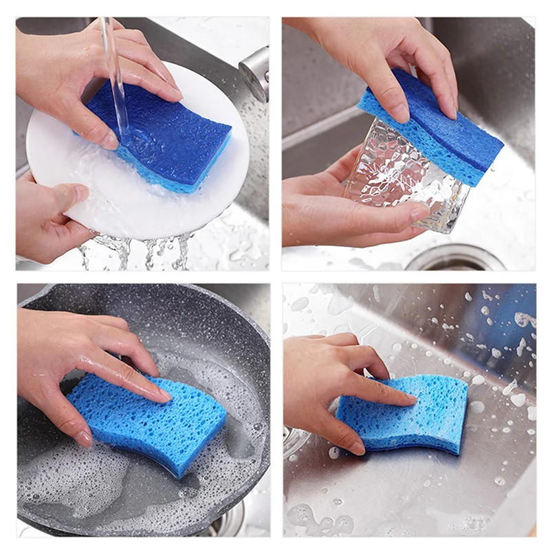 1Pc Dishwashing Sponge Clean Rub Focal Stains Sponge Removing Cleaning Kitchen Washing Dishes And Pots