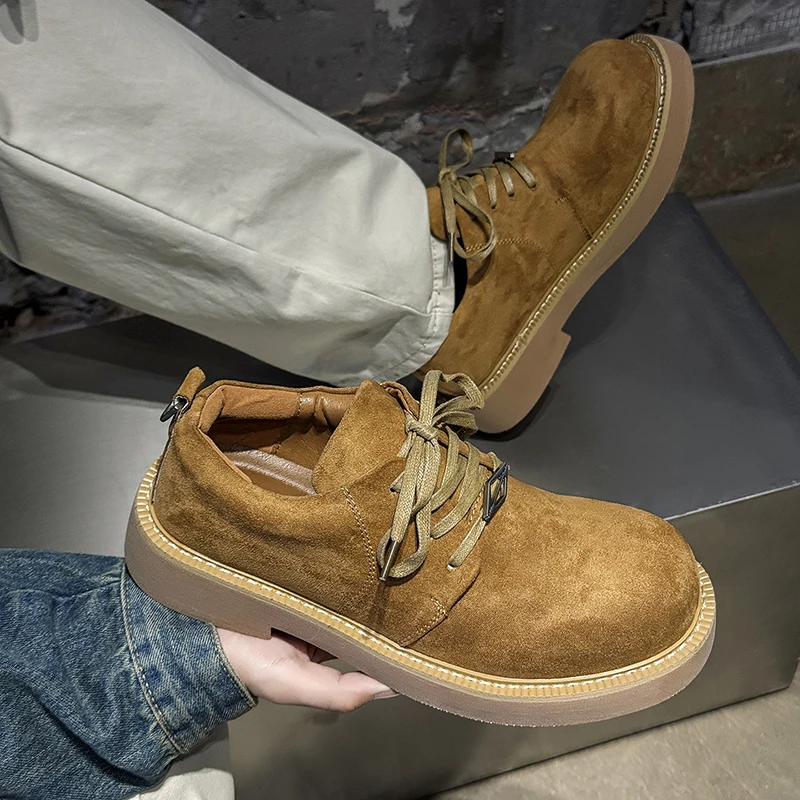 رجال الأعمال ديربي أحذية الرجال سميكة سوليد الارتفاع زيادة الأحذية مع رؤساء كبيرة النمط البريطاني الرجعية عمال تنوعا حذاء رجالي #2
