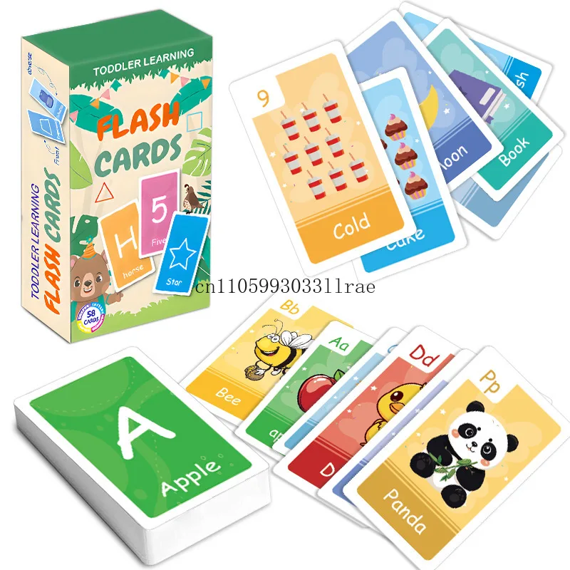 Early Education Flash Cards for Babies Learning ABC Alphabet Colors Numbers Shapes Animals Word Cards
