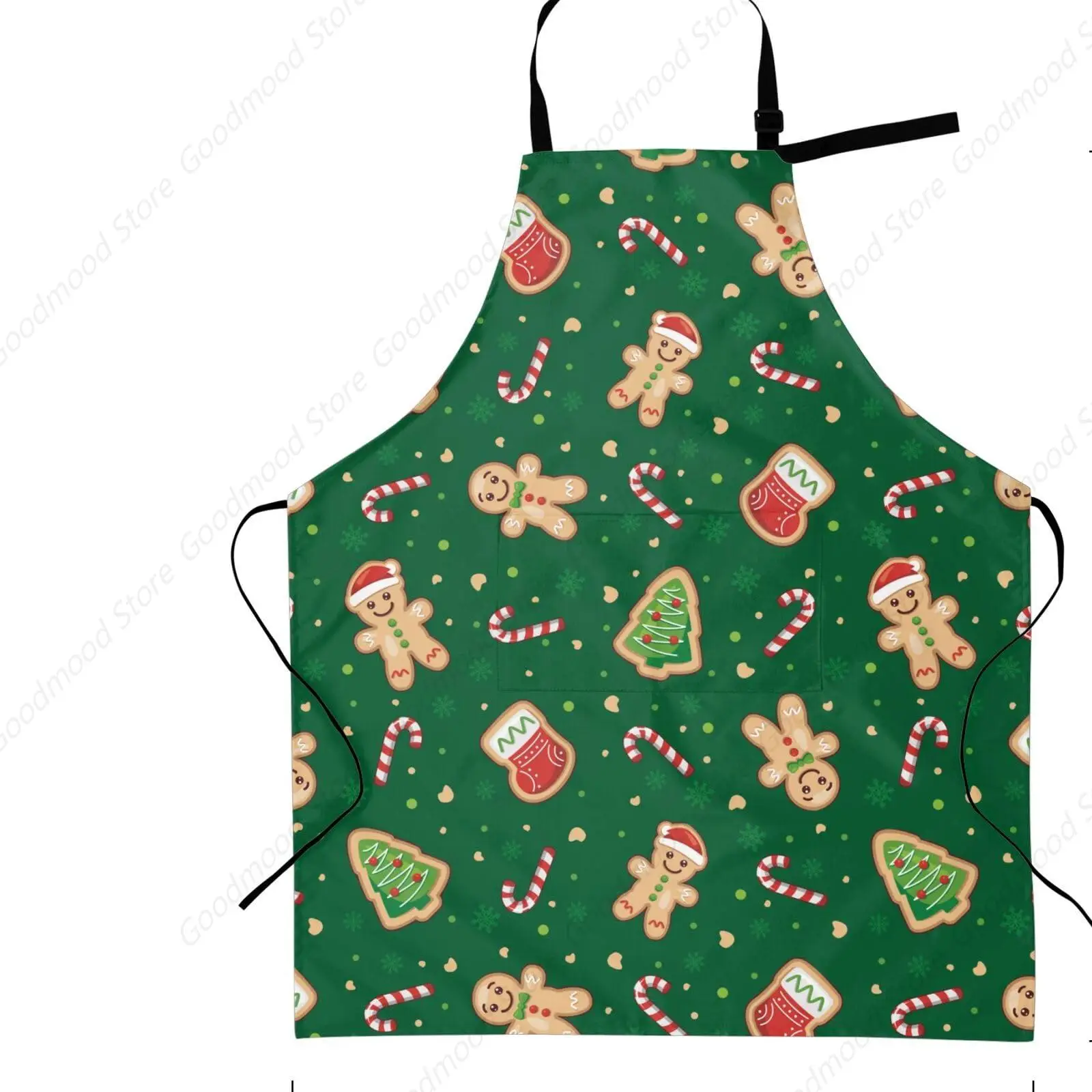 Merry Christmas Candy Canes Green Gingerbread Man Xmas Funny Bbq Adjustable Apron For Women Men Birthday Gifts Grilling Cooking