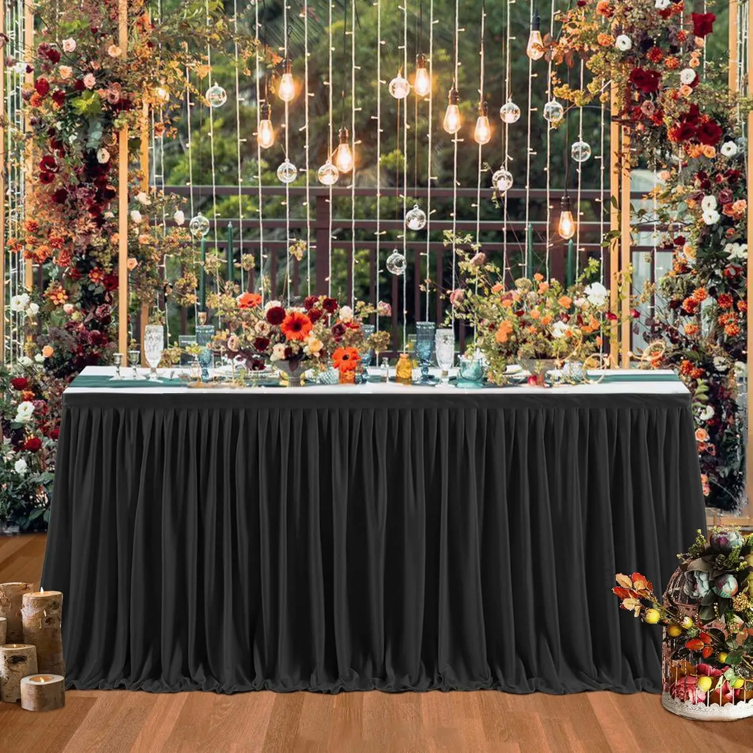 

Polyester Table Skirts for Rectangle Tables Ruffle Tablecloth Skirt for Birthday Party Banquet Wedding Bridal Table Decorations