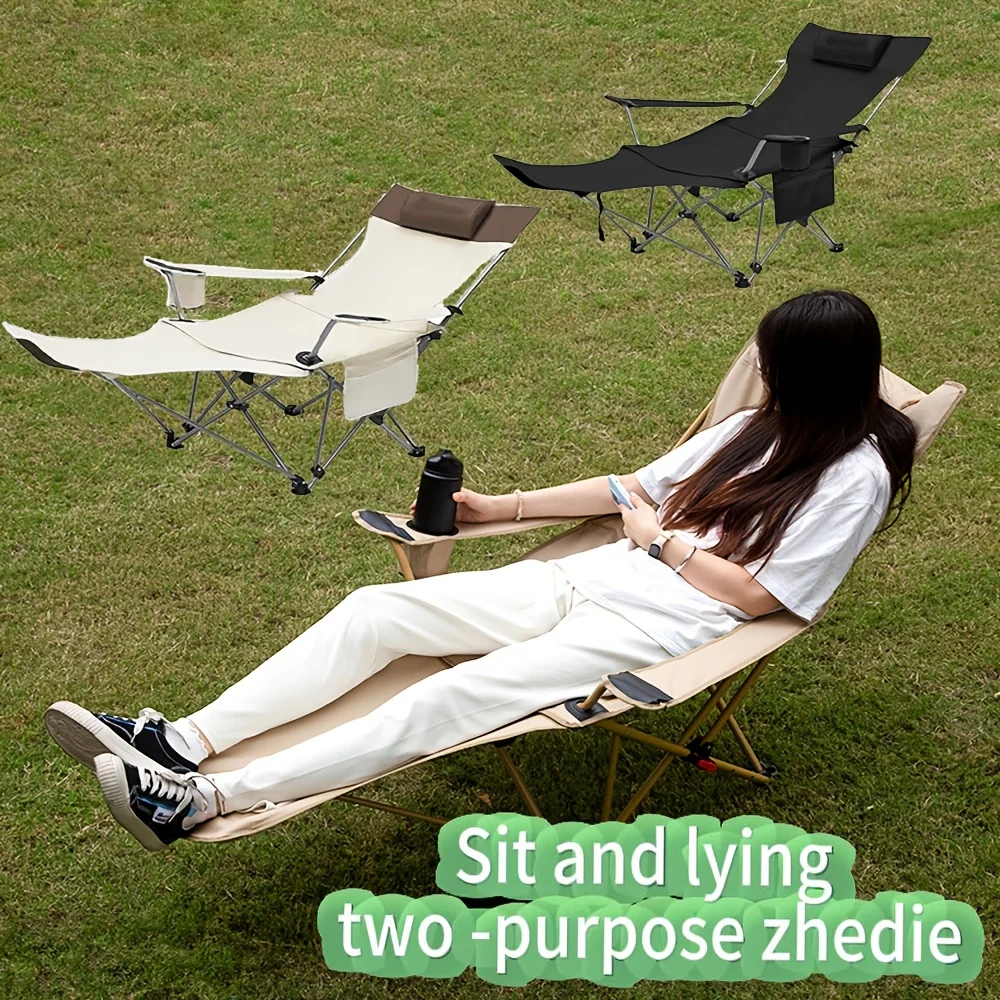 

Outdoor lounge chair for camping and lunch break, folding chair, portable footrest beach chair for camping, two-in-one sitting a