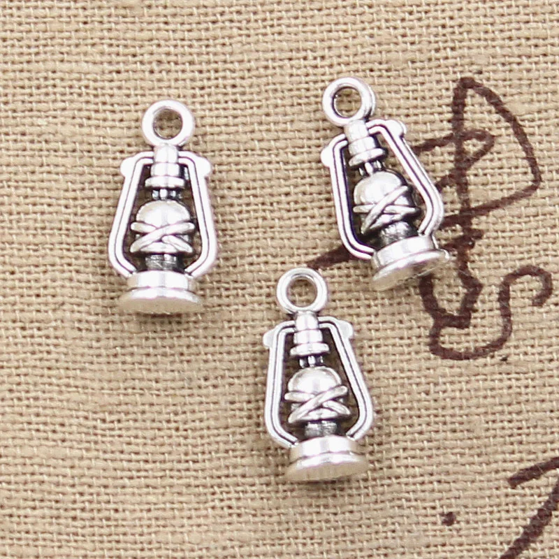 30pcs Charms Ancient Oil Lamp 16x8x6mm Antique Bronze Silver Color Pendants Making DIY Handmade Tibetan Jewelry