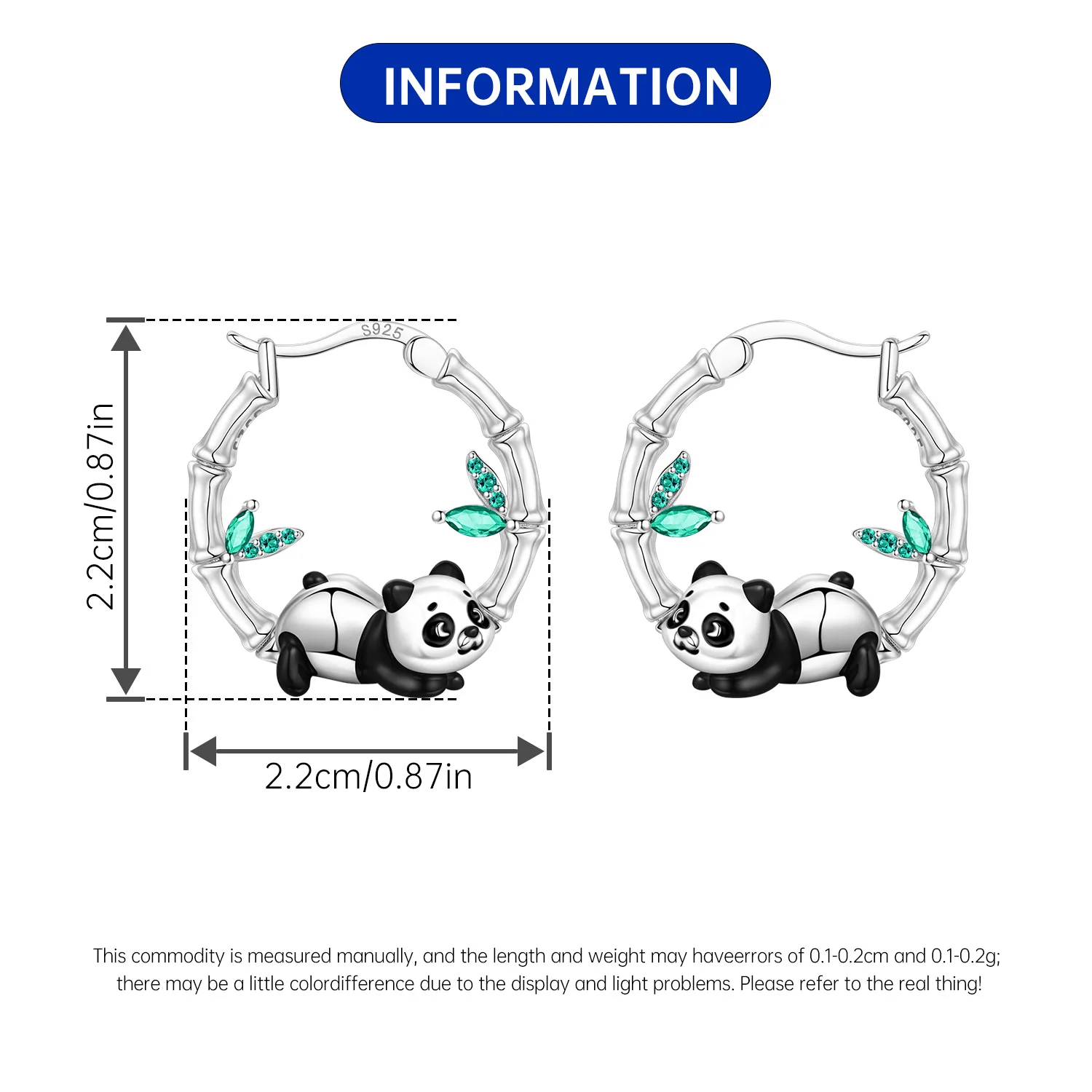 CYCUFF Original 925 Sterling Silver Panda Koala Animals Earrings Women Hoop Earring Anniversary Jewelry Trendy Gifts view 5