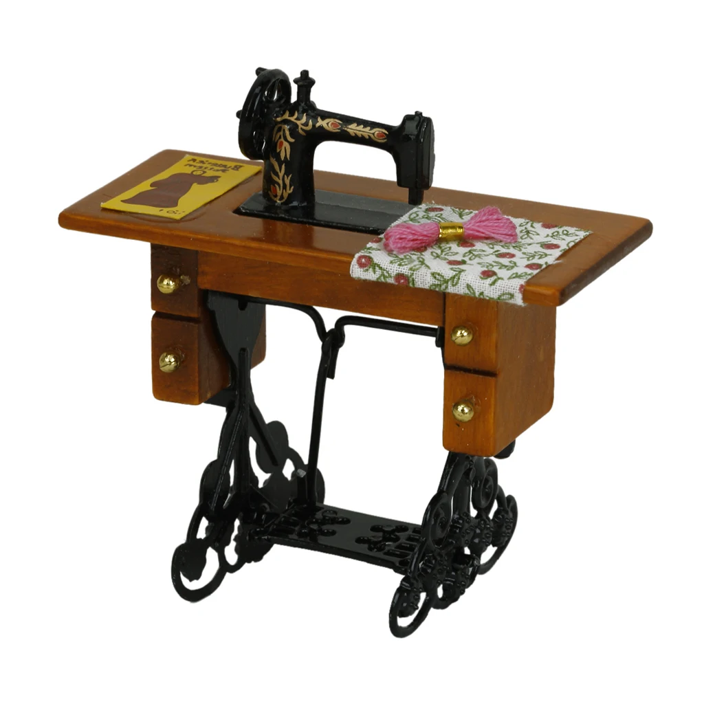 

Dollhouse Mini Sewing Machine Vintage Miniature Furniture Accessory 1 12 Scale Decor for Dollhouse Decoration