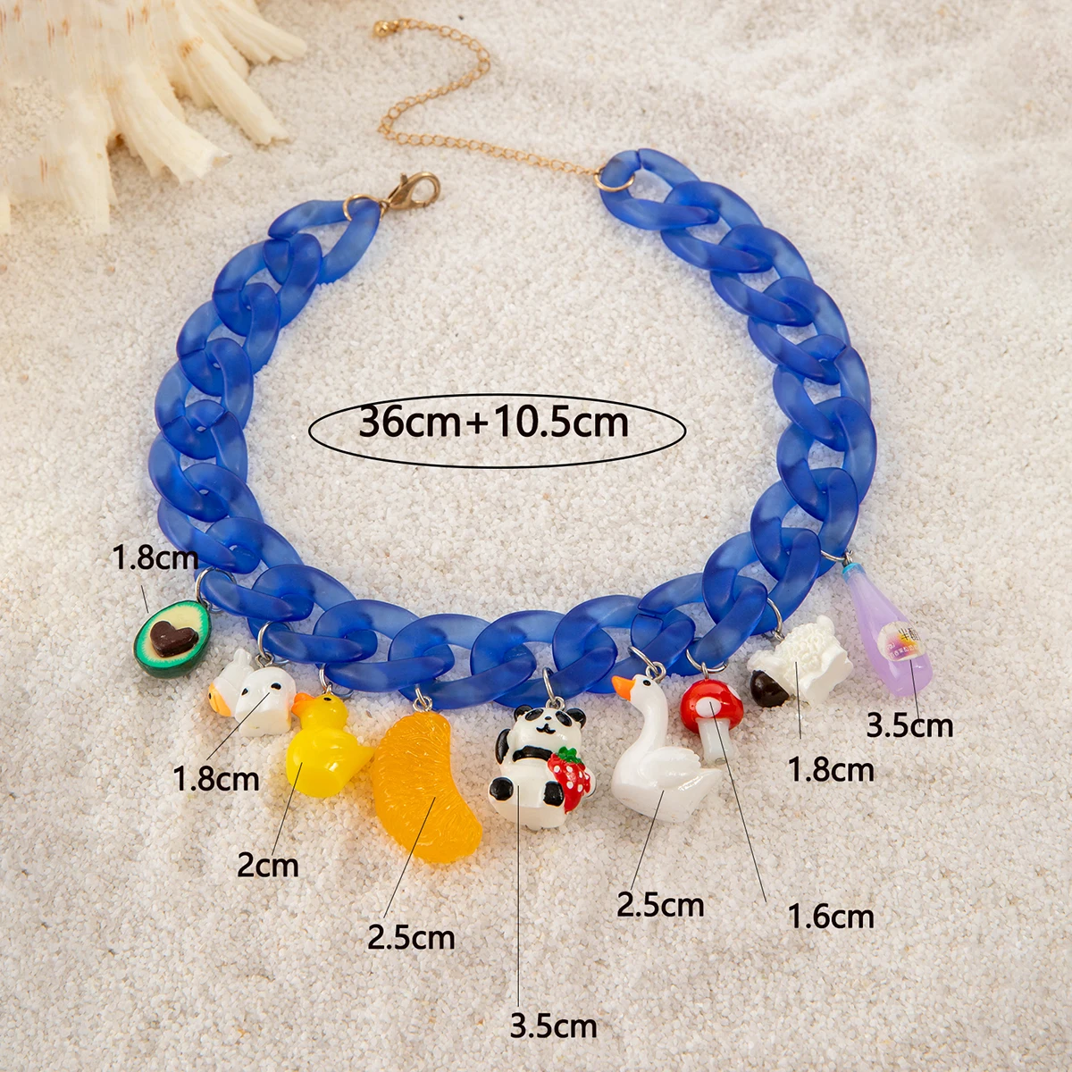 Docona Lovely Acrylic chain Blue Coarse Chains Necklace for Female A djustable Fruit Animal Jewelry Party Gift   ﻿ 27084 image 2