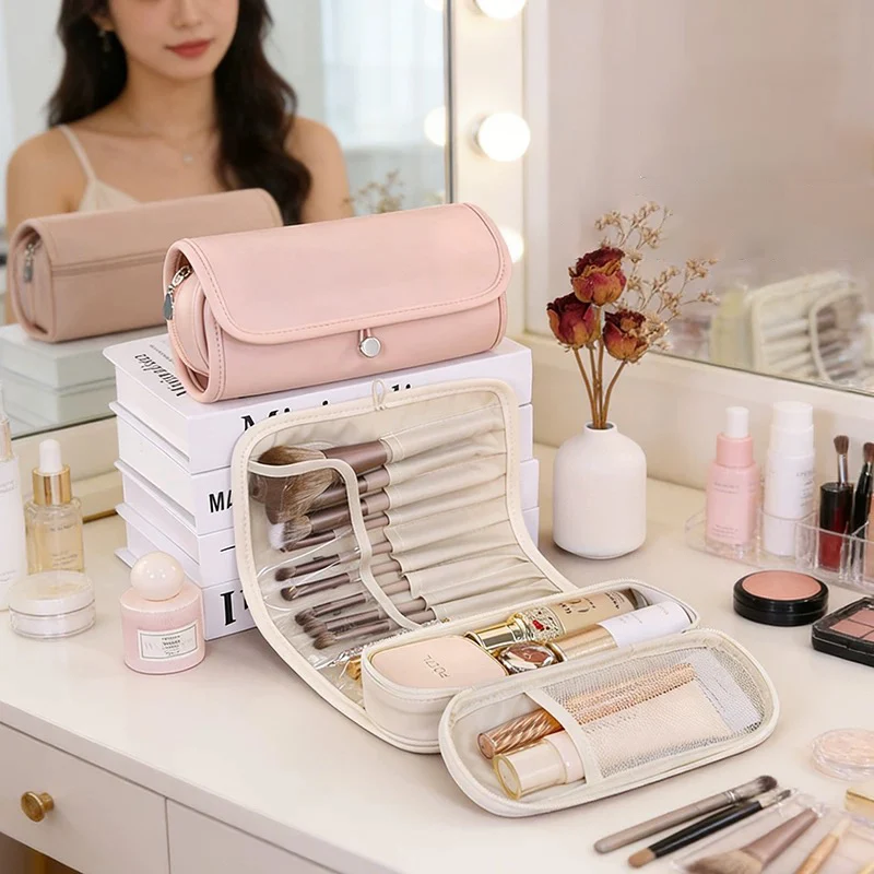 Women Makeup Brush Toiletries Organizer Waterproof Travel Make Up Storage Pouch Female Large Capacity Portable Cosmetic Case