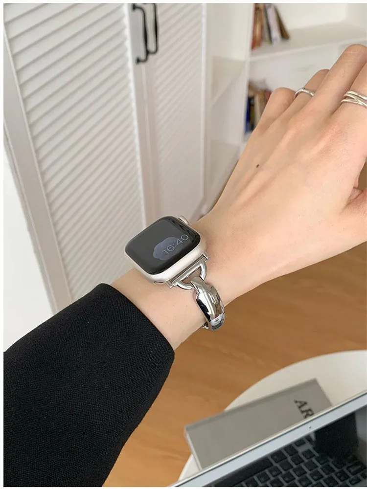 Minimalist Stainless Steel Strap for Apple Watch 12 11 10 9 8 7 SE 6 5 4 Metal Bracelet iWatch Band 38/40/41/42/44/45/46/49mm
