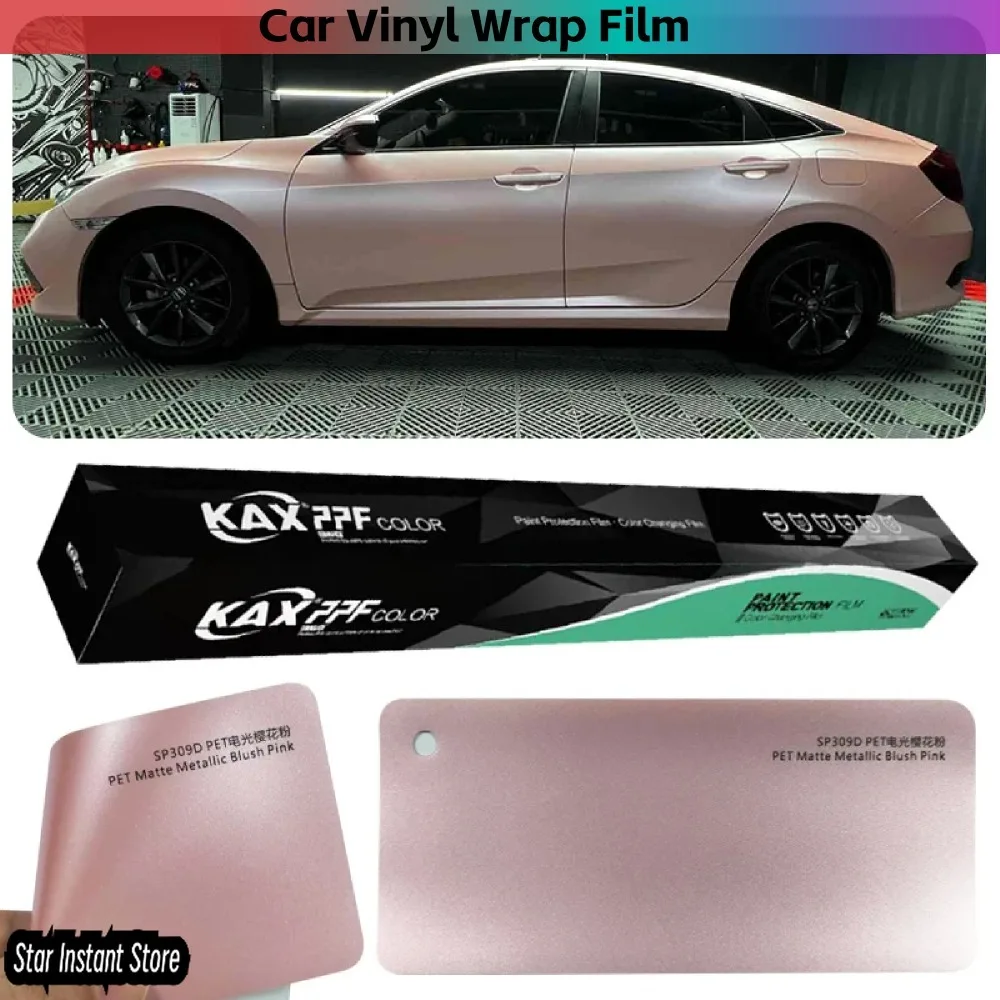 

Metallic Sakura Pink Vinyl Wrap, PET Color Changing Car Film, Fashion Anti-Sand Vehicle Protection