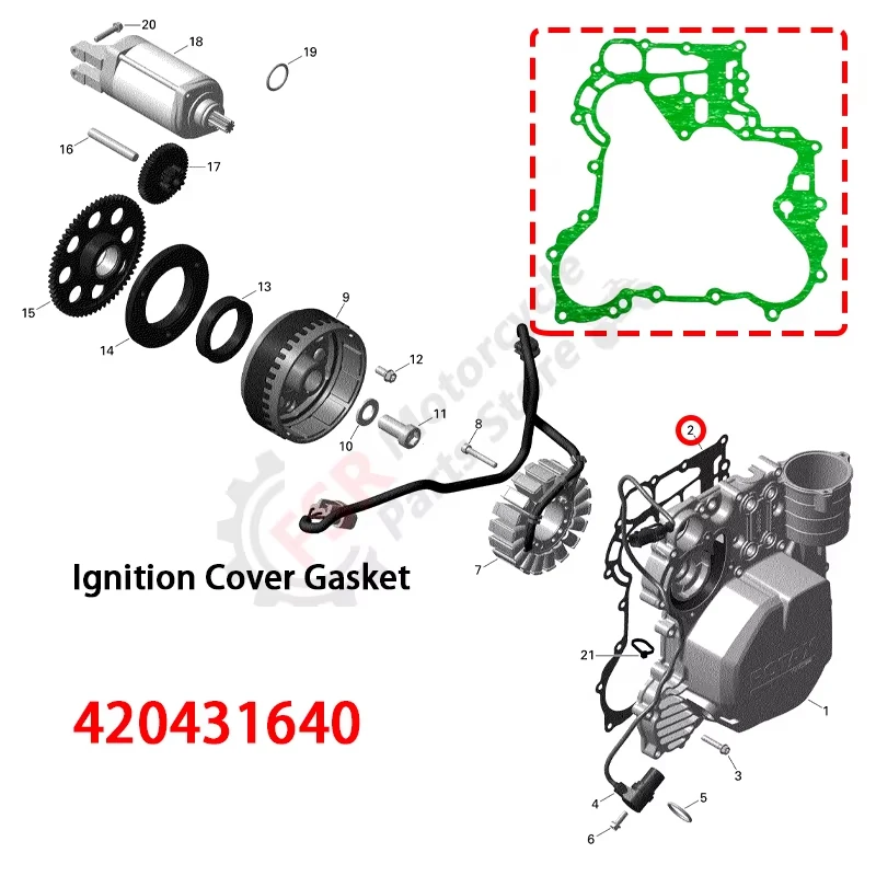Ignition Cover Gasket,For BRP Sea-Doo Spark Gti Gtr Gts & Can-Am Maverick X3 & Ski-Doo Tundra Expedition Grand & Lynx,420431640