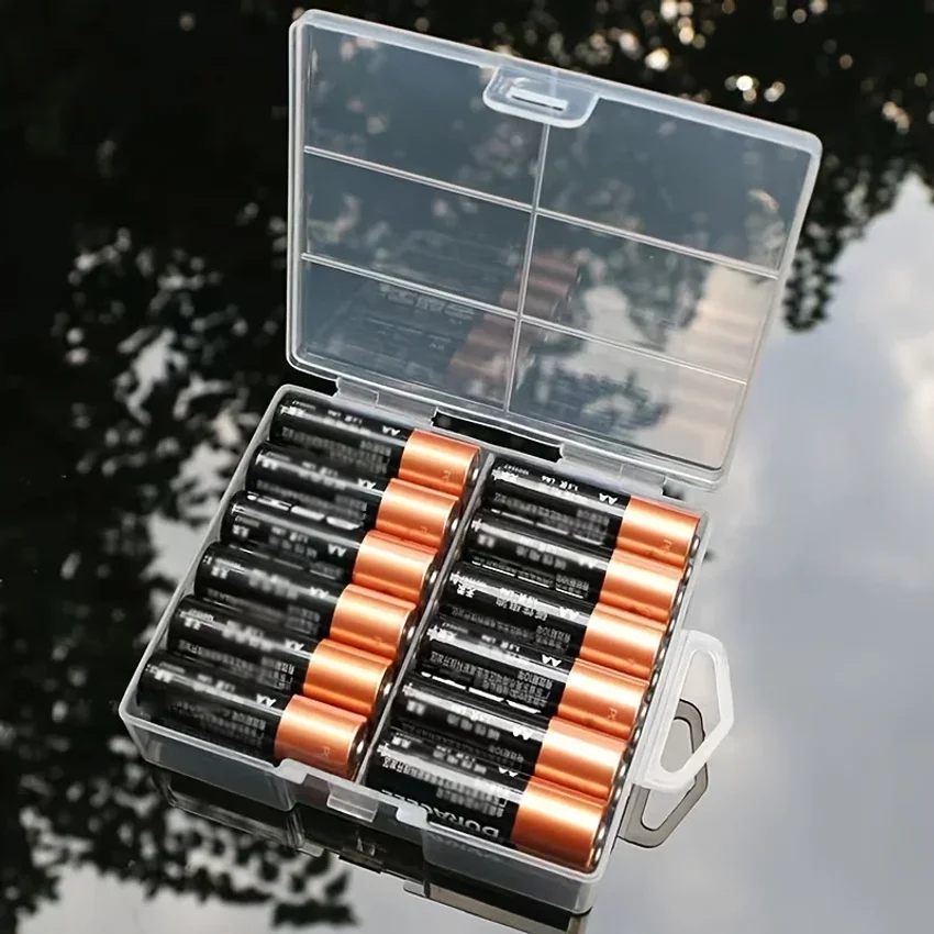 

AA/AAA Battery Storage Box Transparent Battery Storage Box Can hold 24 AA Batteries Or 24 AAA Batteries