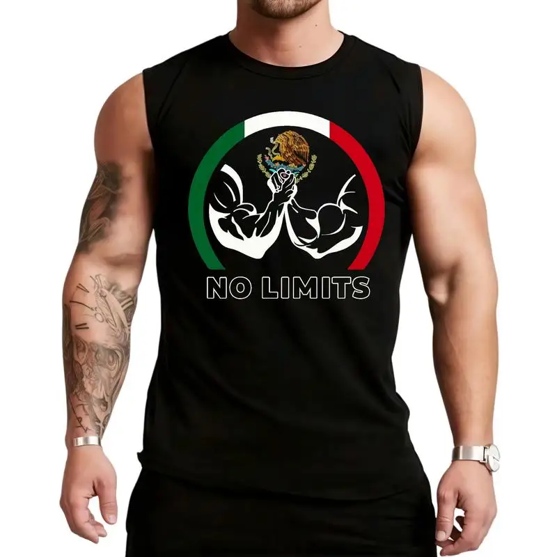 

Sporsity Men Graphic Vest with No Limits Muscle Stylish Casual Wear Trendy Fashion Streetwear Graphic Sleeveless Crew Neck Top