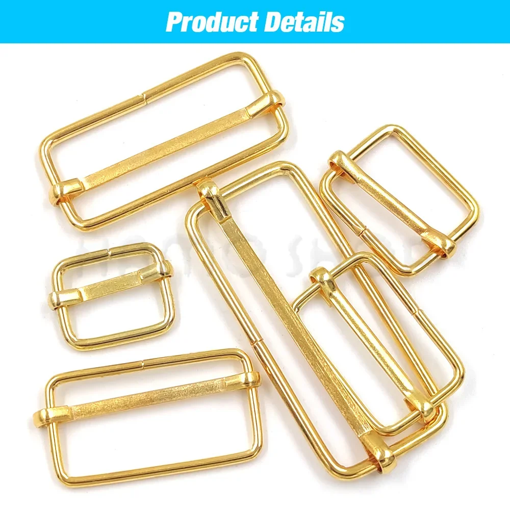 10pcs Metal Slides Square Ring Buckles Strap Adjuster For Belt Ribbon Strap Bag Hardware Sewing Cat Dog Collar DIY Accessories