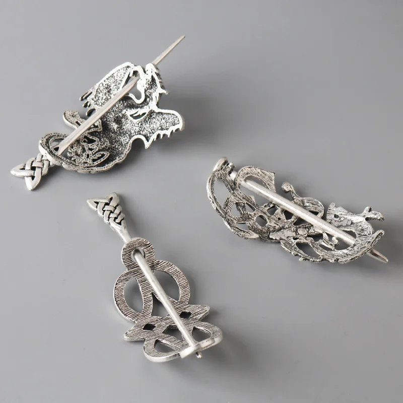 Viking Hairpin Celtics Knots Crown Vintage Metal Hair Stick Runes Dragons Slide Hair Clip Women Hair Jewelry Accessorie