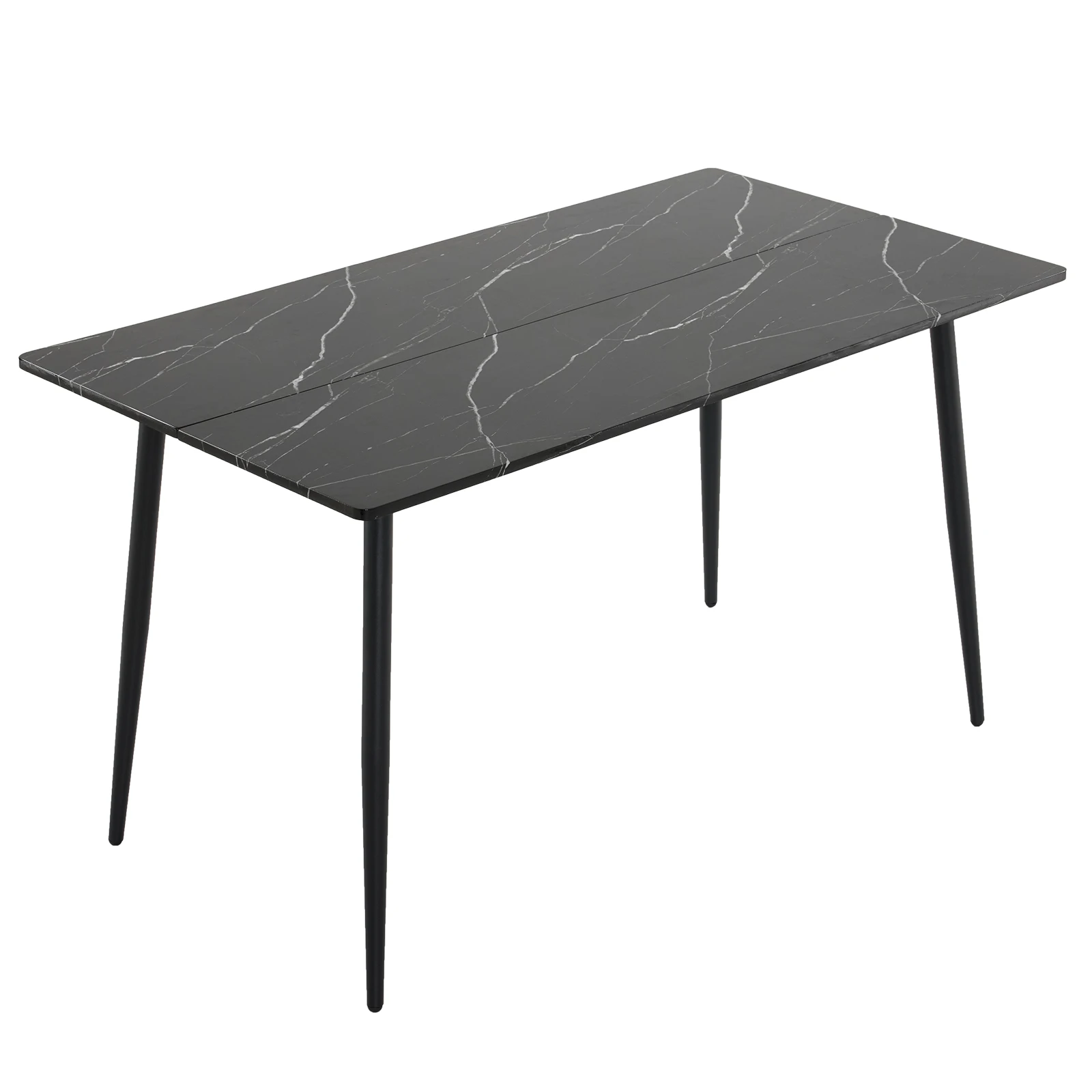 Disassemble rectangular table with arc MDF Black tabletop splicing PVC marble surface 140*76*76cm