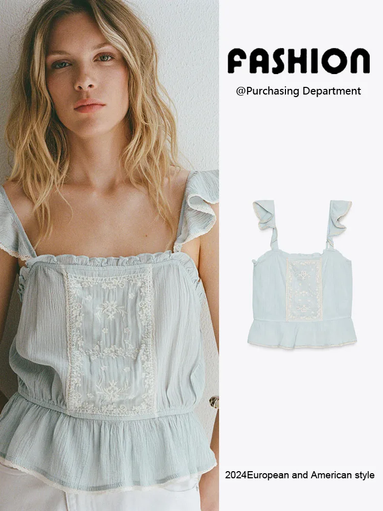 

Новый летний женский трикотаж с вышивкой Bal Straight Ne Top Faionable Commute Sle Slim Fit ort Length
