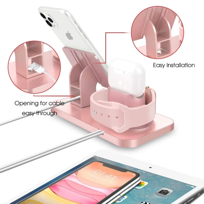 

Three in One Suitable Lazy Mobile Phones Watches Headphones Desktop Plastic Watch Charging Stand Multi Functional Universalstand