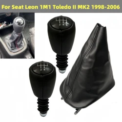 Gear Stick Shift Knob Gaitor Boot Cover Lever Pen Car Accessories Replacement Parts For Seat Leon 1M1 Toledo II MK2 1998-2006