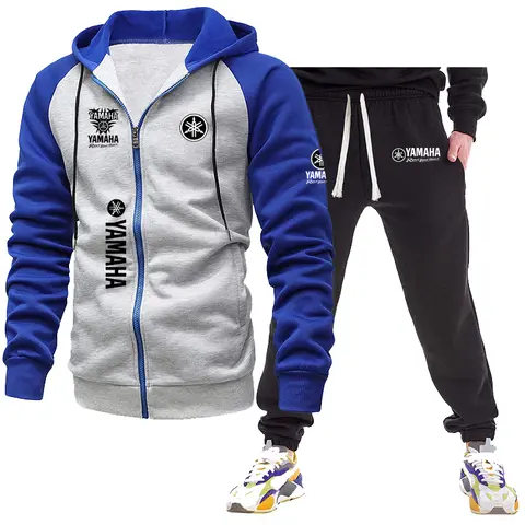Yamaha  Autumn Winter New Zipper Fleece Hooded Coat Casual Men Plus Size Loose Pullover Fashion Raglan Sleeves Sweatshirt Top su