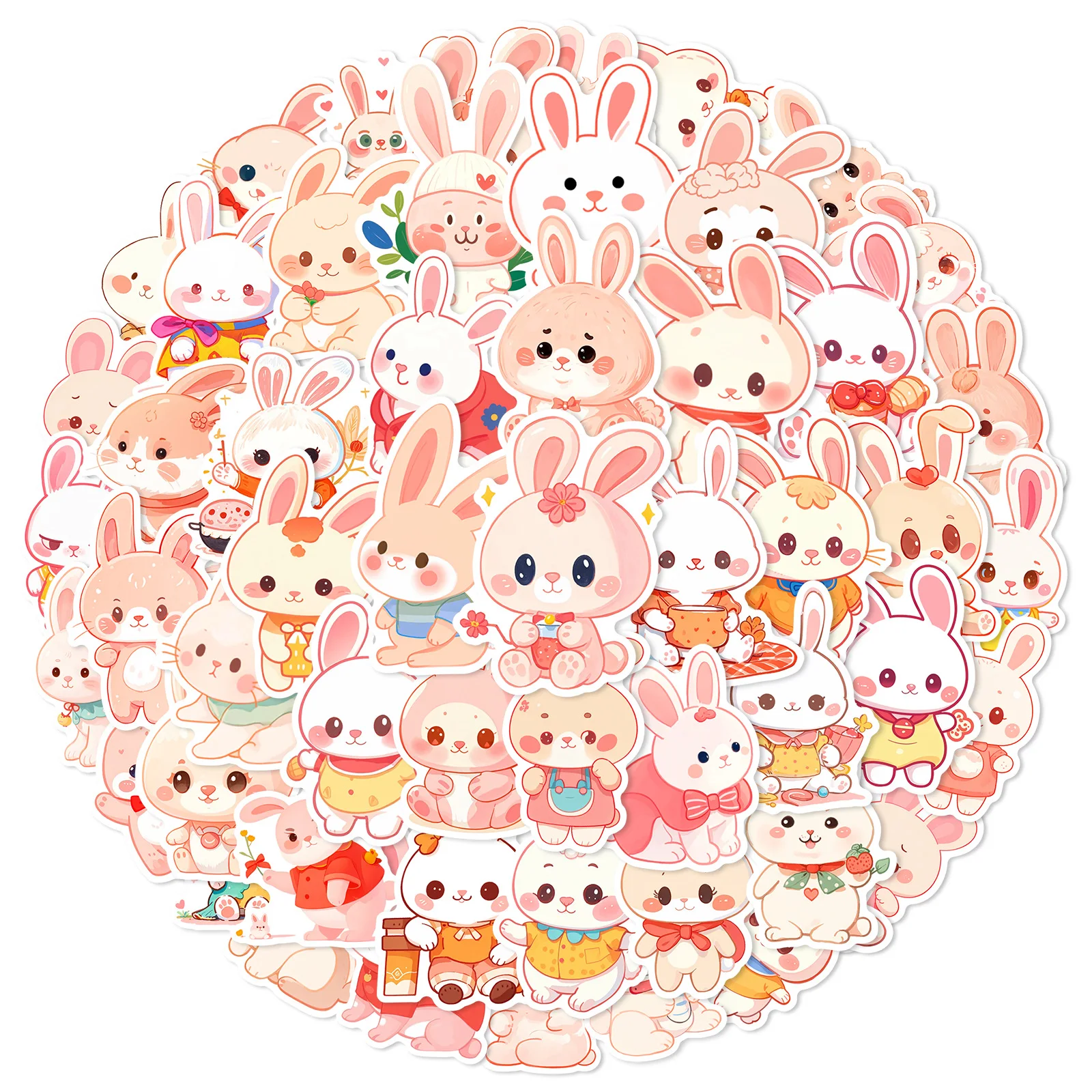 10/30/50PCS Kawaii Cartoon Bunny Sticker Cute Graffiti Decoration Laptop Scrapbook Phone Case Guitar Waterproof Decal Kids Toys