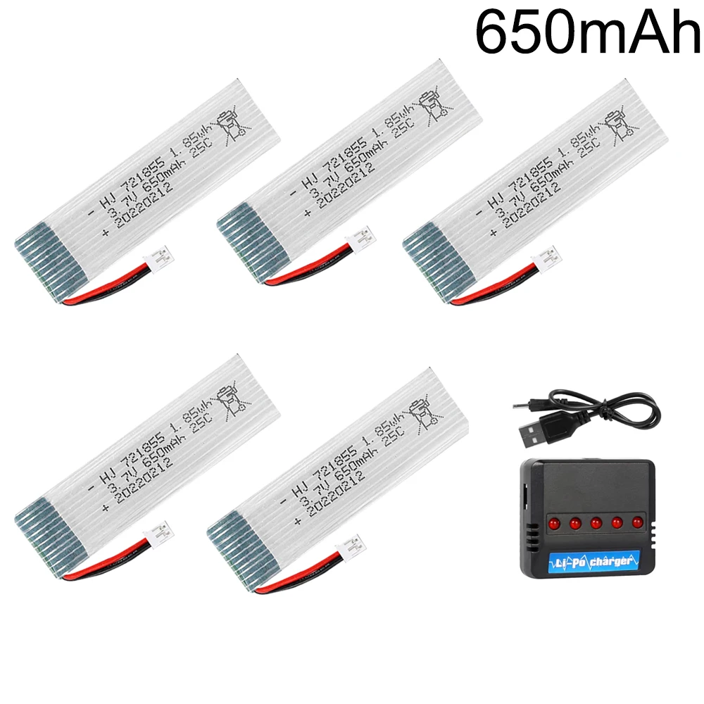 3.7V 4.2V 650mAh 721855 Lipo Battery and charger For RC Helicopter Drone Spare Parts Accessaries 3.7V 1S PH2.0 PLUG lipo battery